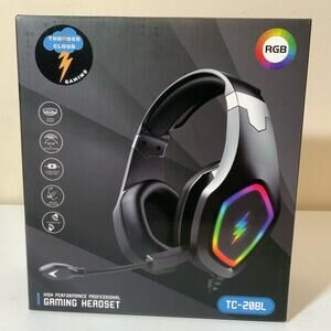 RGB Thunder Cloud Gaming Headset TC-20BL Wired Over Ear Black Headphones Mic NWT